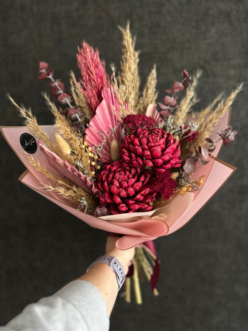 Pink Boho Style Dried Flowers Bouquet